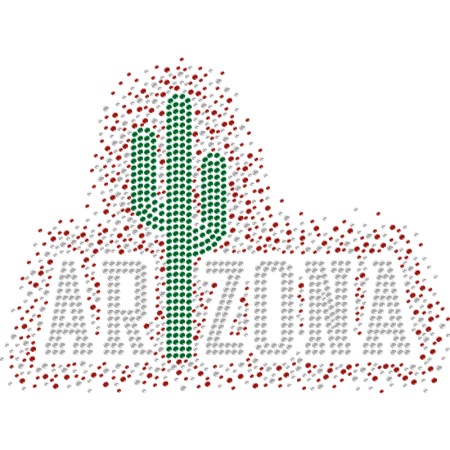 Shining Arizona Cactus Rhinestone Iron On Prints